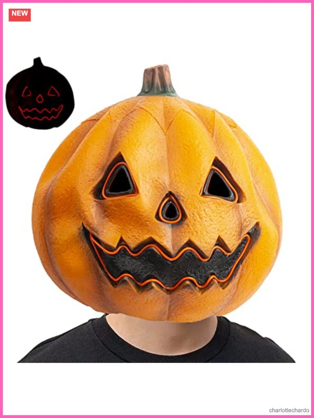 LED Light Latex Full Head Pumpkin Mask Halloween Costume Party Fancy Dress